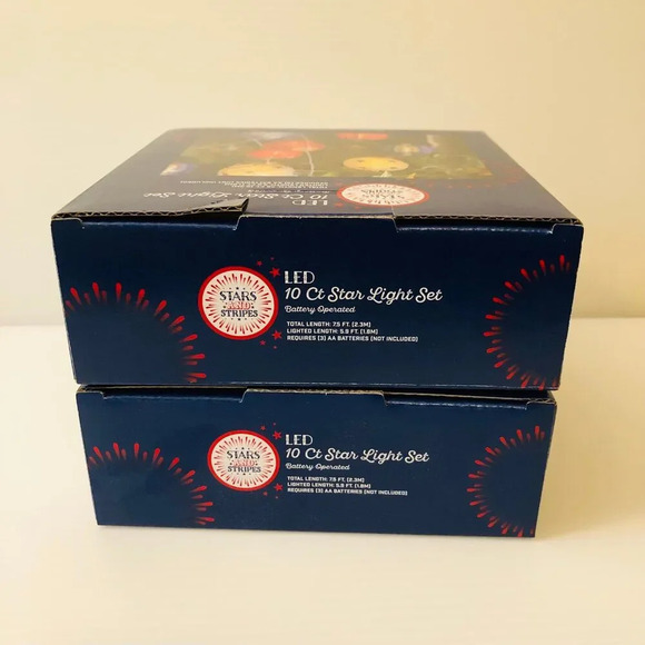 Set of 2 LED 10 Count Stars & Stripes Light Set 4th of July Décor - Picture 5 of 6